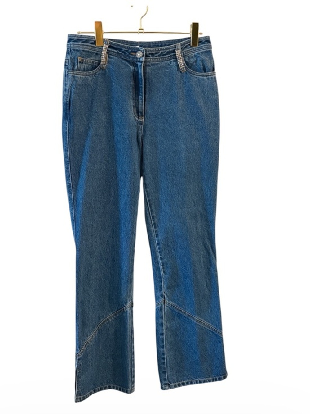 Together Vintage Embellished Jeans Y2K Rhinestone Accent Wide Leg Denim 12